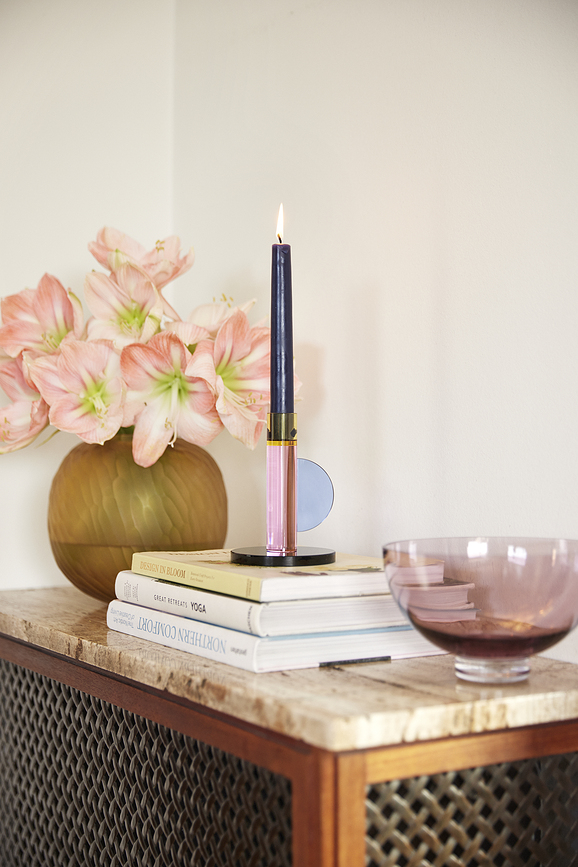 Astro Bougeoir pour bougie classique, 14 cm, rose et jaune