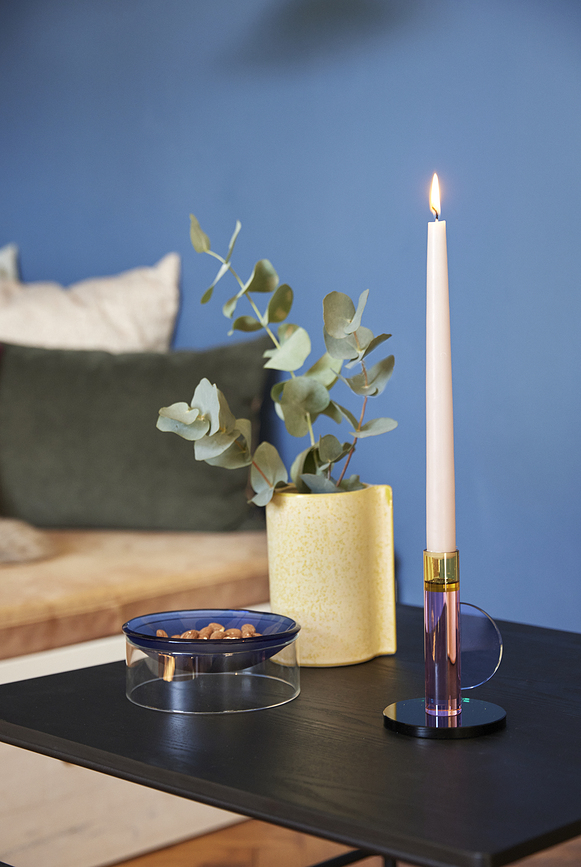 Astro Bougeoir pour bougie classique, 14 cm, rose et jaune