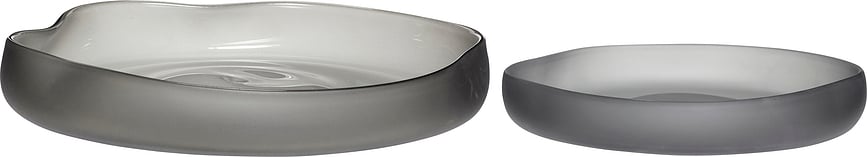 Bandeja de cristal Hübsch, gris, 2 unidades