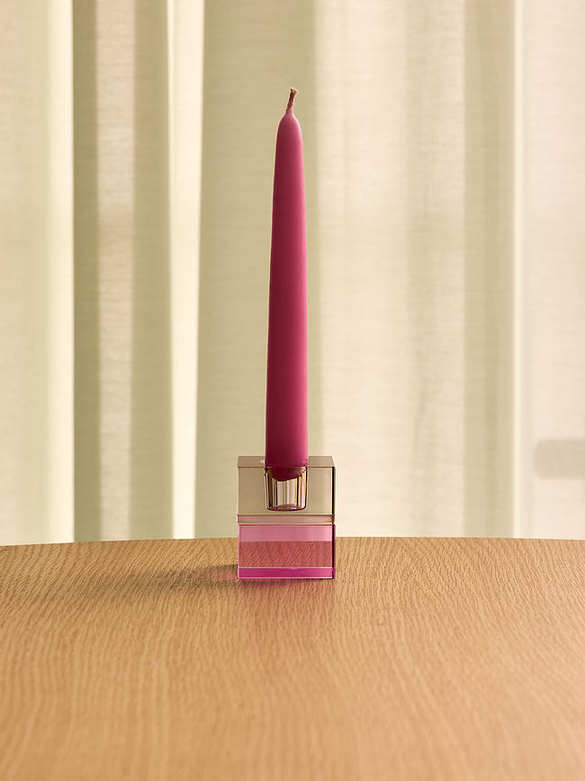 Block Bougeoirs pour bougies chandelles, marron-vert et gris-rose, Lot de 2