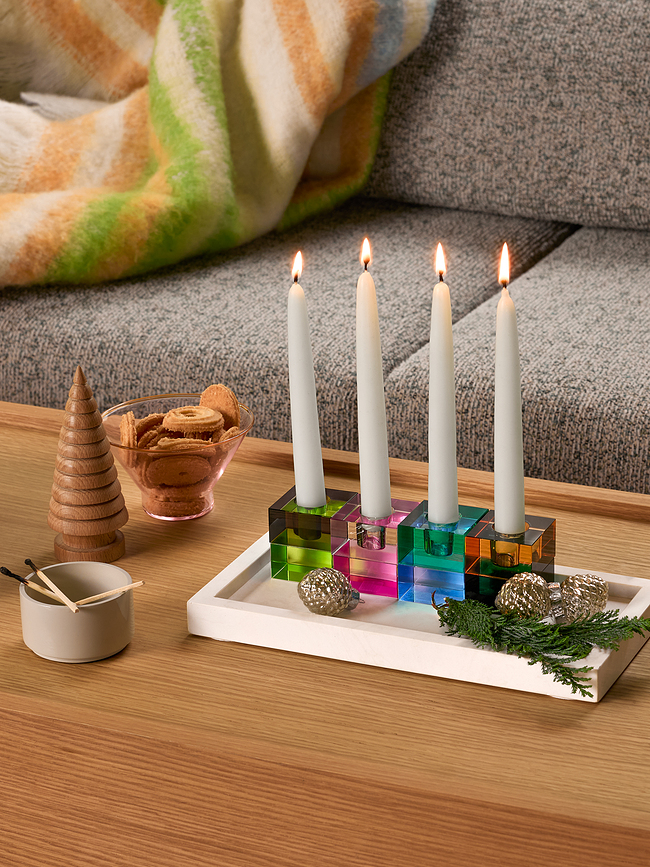 Block Svečniki za klasične sveče, rjavo-zeleni in sivo-roza, 2 kosa