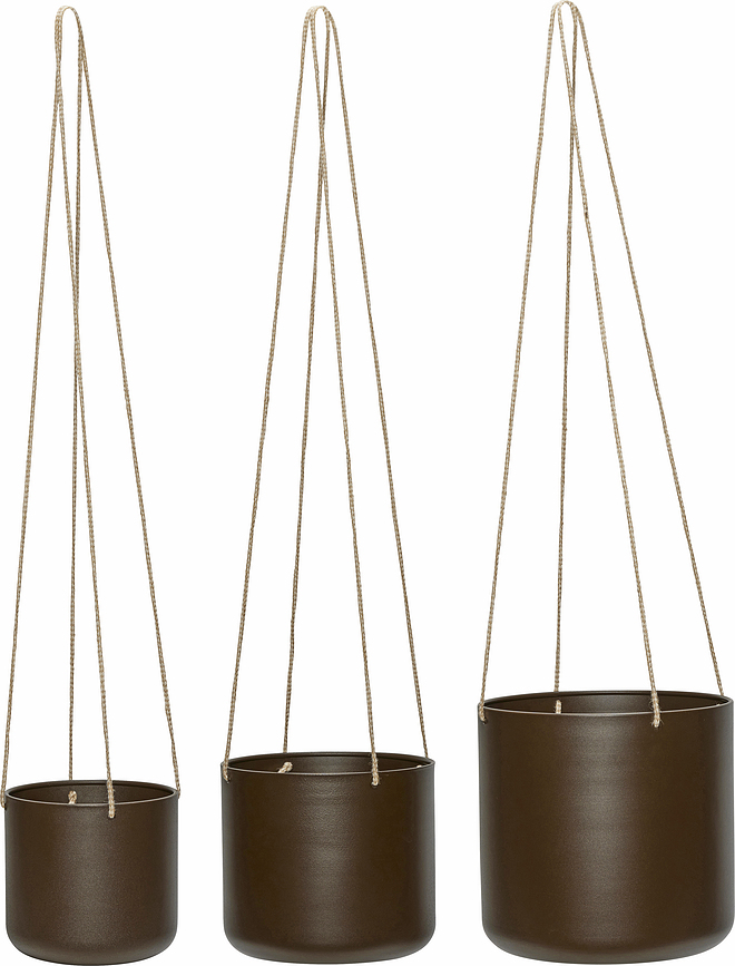 Bloom Pots de Fleurs Suspendus, marron, Lot de 3