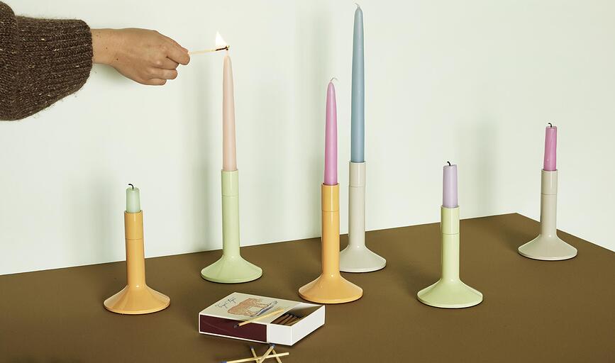 Portavelas para velas clásicas Kindred, gris claro, 2 unidades