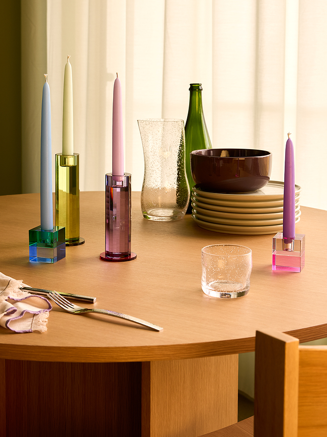 Portavelas Block para velas clásicas, marrón y verde, gris y rosa, 2 unidades