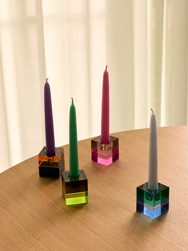 Portavelas Block para velas clásicas, marrón y verde, gris y rosa, 2 unidades