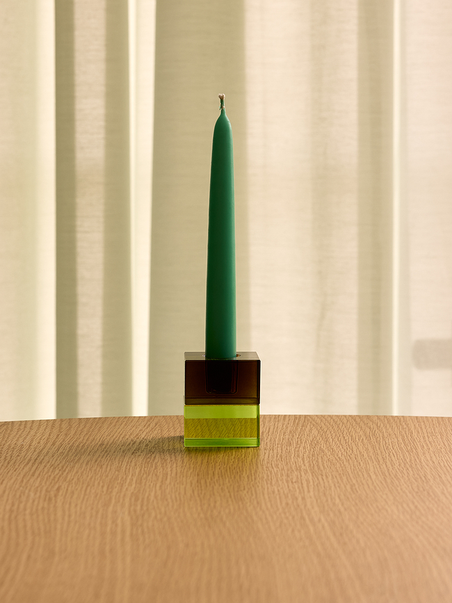 Portavelas Block para velas clásicas, marrón y verde, gris y rosa, 2 unidades