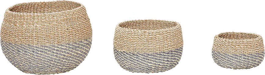 Cesta de abacá Hübsch 820107, Set de 3 unidades