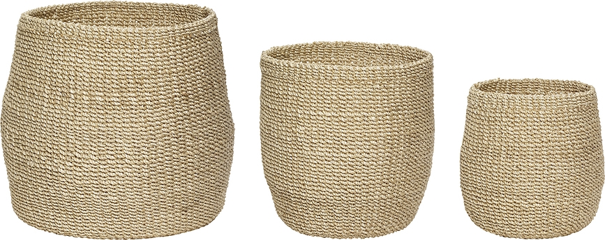 Cesta de abacá Hübsch 820801, Pack de 3 unidades