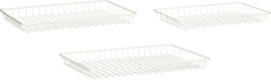Cesta de metal Hübsch, plana, blanca, 3 unidades
