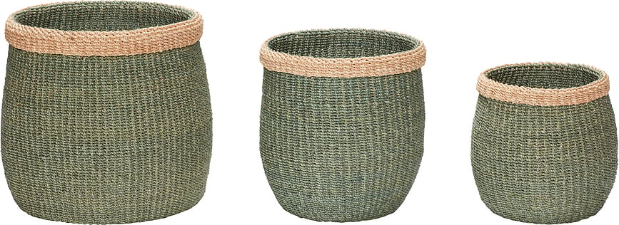 Cestas de abacá Hübsch 820404, Set de 3 unidades