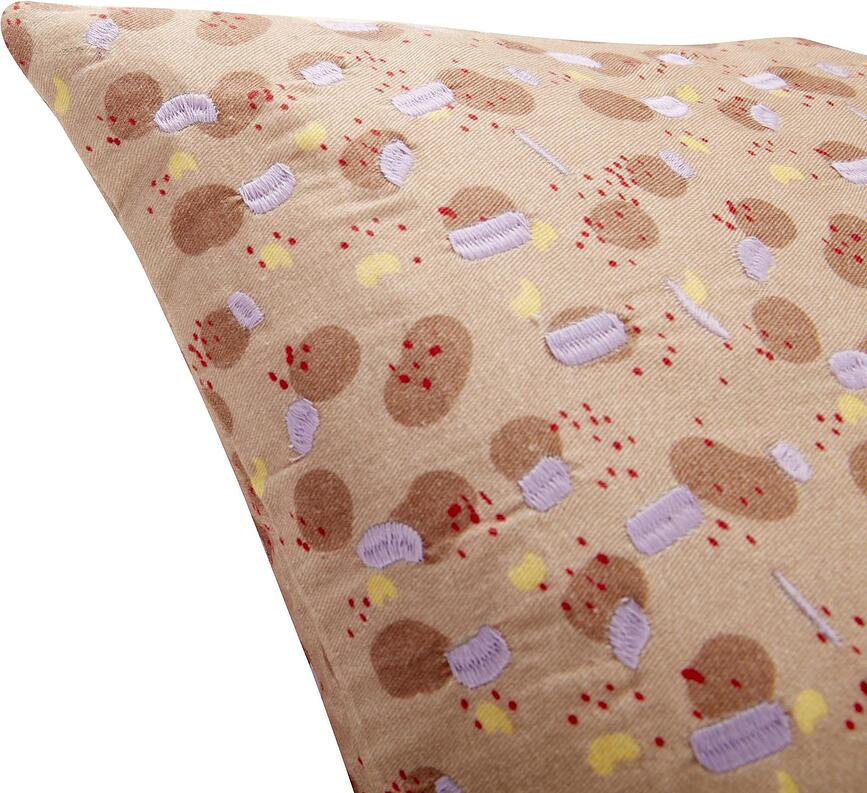 Cojín Hübsch, de lunares de colores, 50 x 50 cm, beige