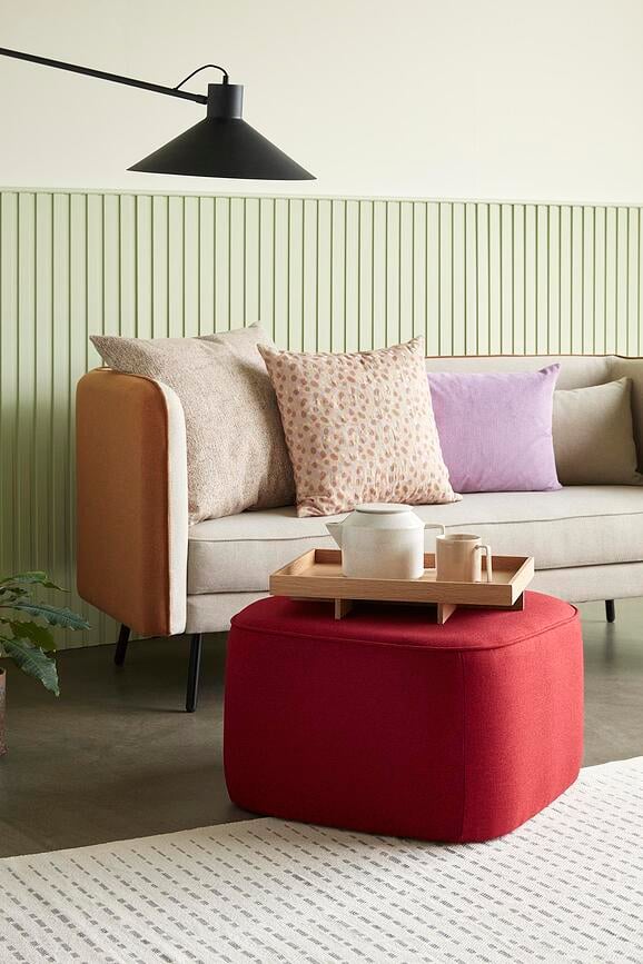 Cojín Hübsch, de lunares de colores, 50 x 50 cm, beige