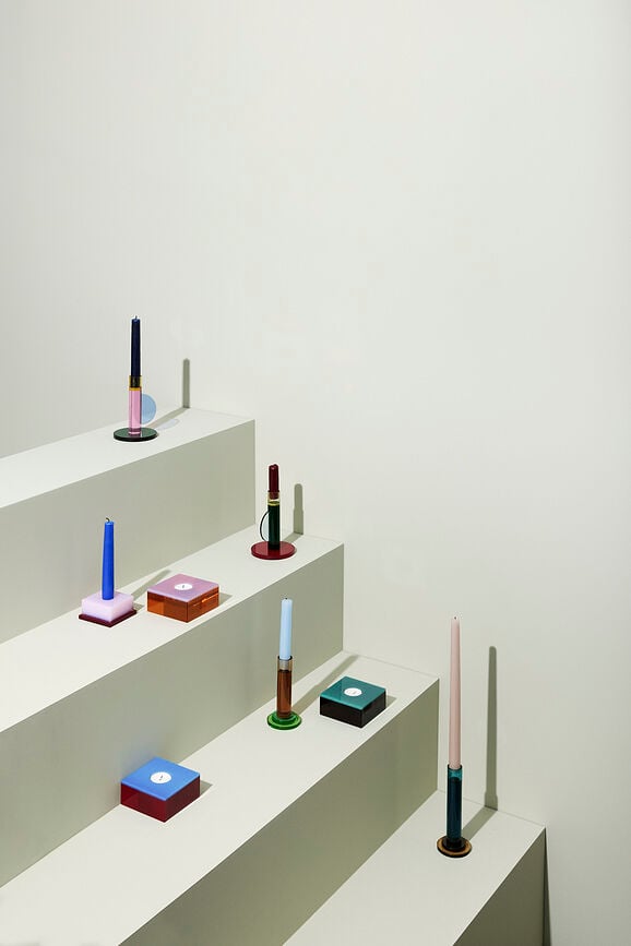 Comet Svečniki za klasične sveče, jantarni, 2 kosa