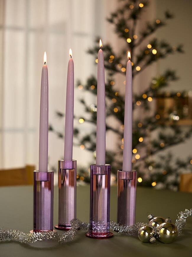 Cut Bougeoirs pour bougies classiques, violets, Lot de 2