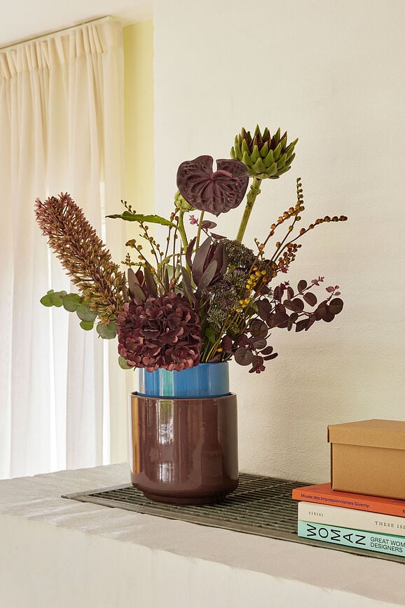 Deux Cache-pots, marron et bleu, Lot de 2