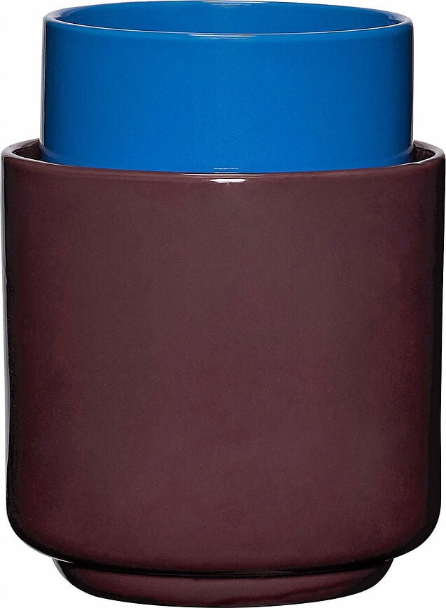 Deux Cache-pots, marron et bleu, Lot de 2