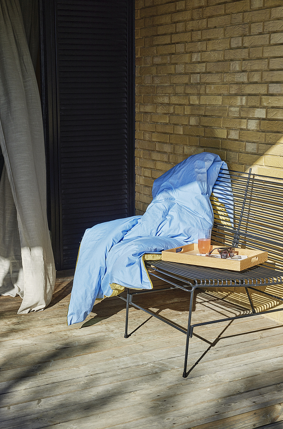 Juego de Funda Nórdica Aki, 140 x 200 cm, azul y amarillo, con funda de almohada 80 x 80 cm