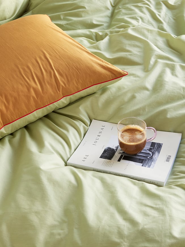 Juego de Funda Nórdica Aki, 140 x 200 cm, naranja y verde, con funda de almohada 80 x 80 cm