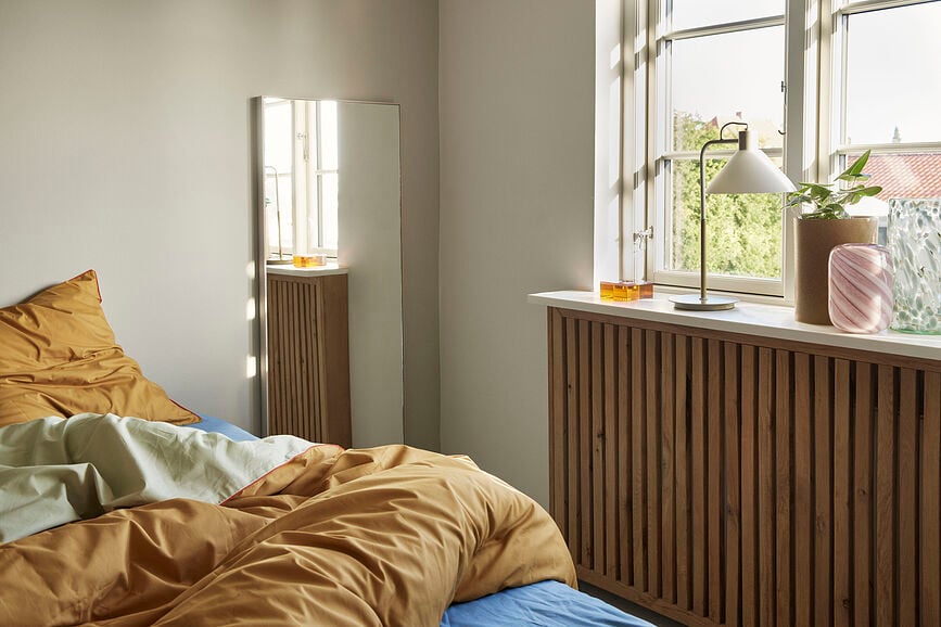 Juego de Funda Nórdica Aki, 140 x 200 cm, naranja y verde, con funda de almohada 80 x 80 cm