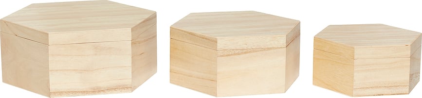 Hübsch 130205 Kasten aus Holz 3 St.