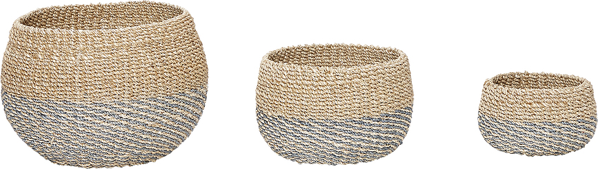 Hübsch 820107 Panier en abaca, Lot de 3