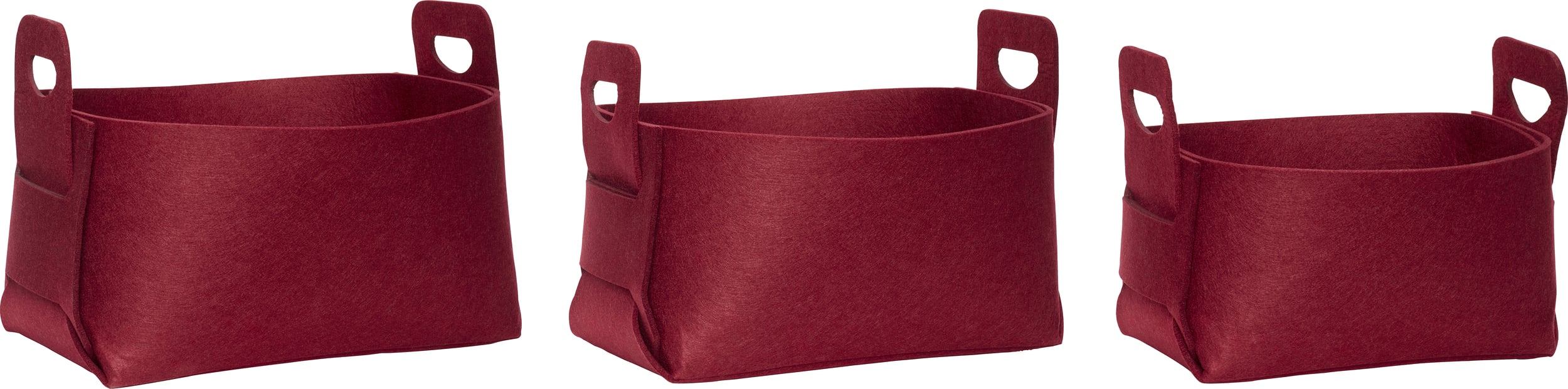 Hübsch Aufbewahrungskörbe quadratisch, rot, Filz, 3 St.