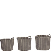 Hübsch Basket grey cotton with a handle 3 pcs