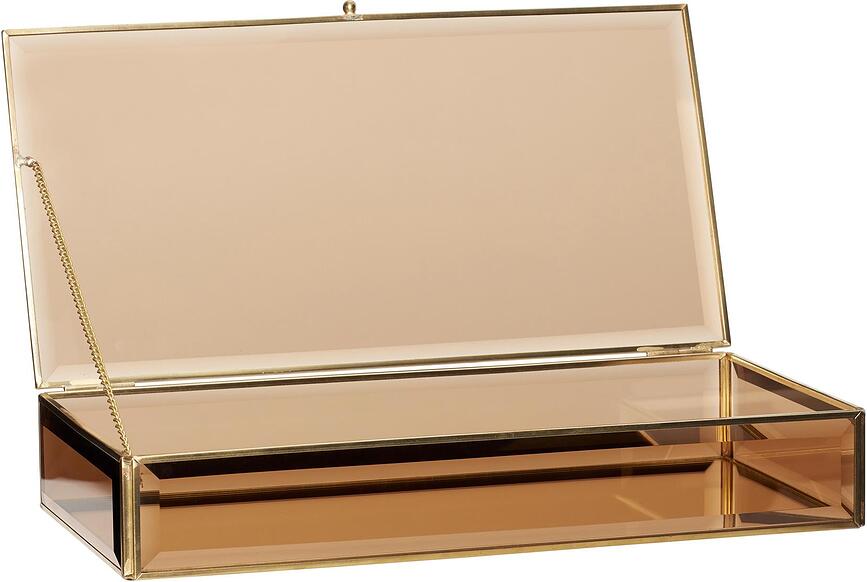 Hübsch Boîtes de Rangement, petites, hautes, en verre, marron, Lot de 2