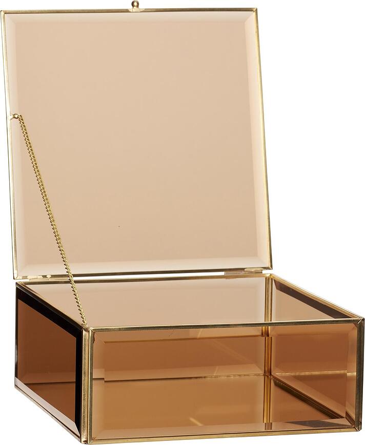 Hübsch Boîtes de Rangement, petites, hautes, en verre, marron, Lot de 2