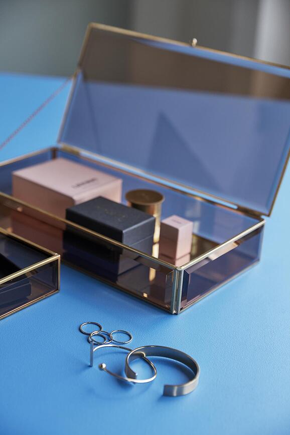 Hübsch Boîtes de Rangement, petites, hautes, en verre, marron, Lot de 2