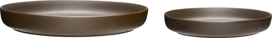 Hübsch Bol plat, marron, Lot de 2