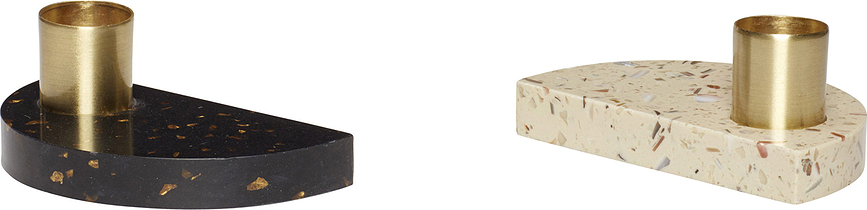 Hübsch Bougeoir en terrazzo, Lot de 2