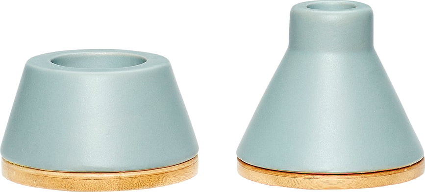 Hübsch Bougeoirs vert sauge, en céramique, Lot de 2