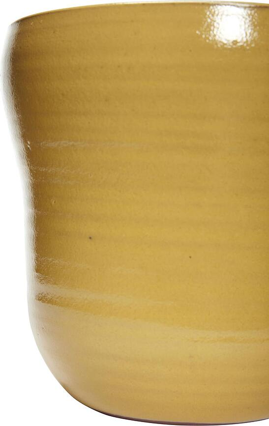 Hübsch Cache-Pots céramiques, jaunes, Lot de 2