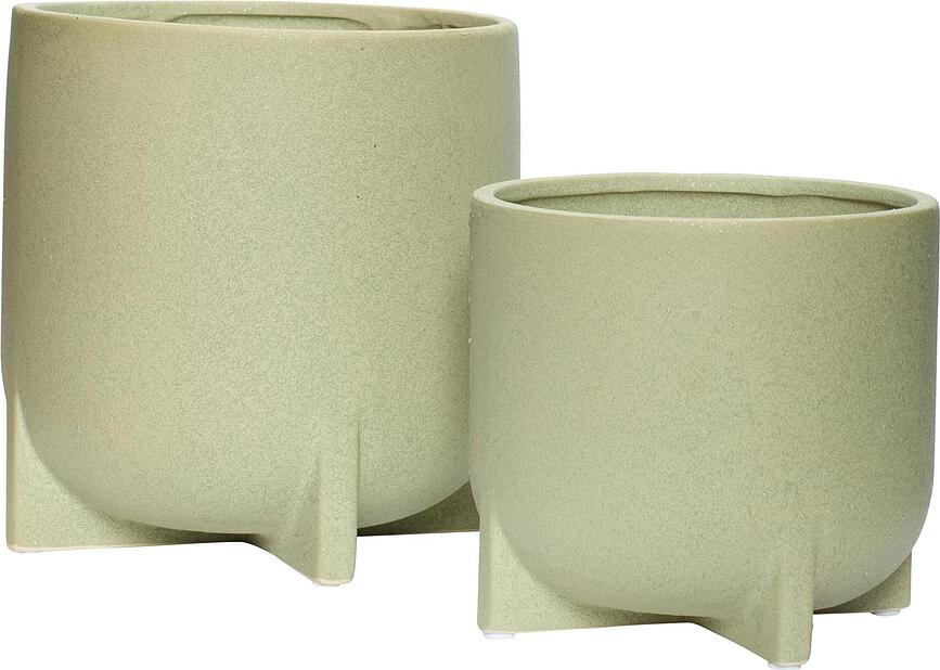 Hübsch Cache-pots sur pieds, verts, Lot de 2