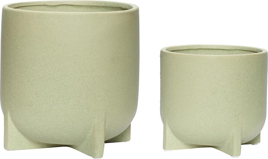 Hübsch Cache-pots sur pieds, verts, Lot de 2