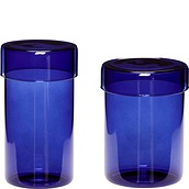 Hübsch Container high tube blue glass 2 pcs
