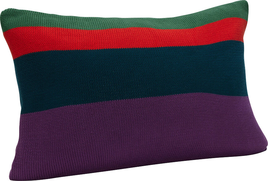 Hübsch Coussin, 40 x 60 cm, à rayures, violet, rouge et vert