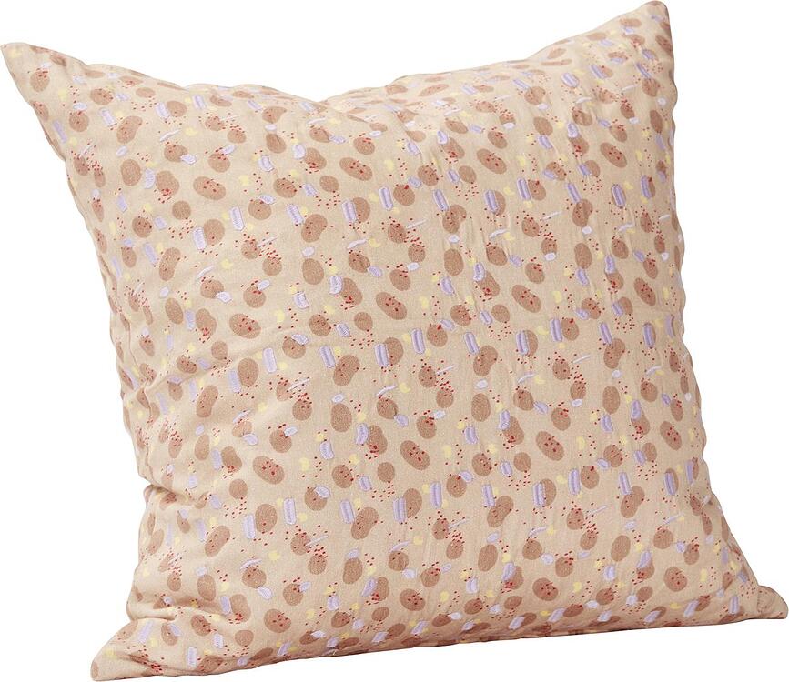 Hübsch Coussin à pois multicolores, 50 x 50 cm, beige