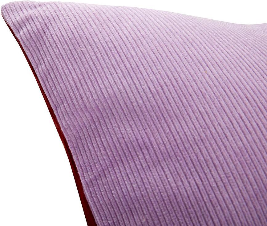 Hübsch Coussin Décoratif réversible, en velours côtelé, violet et rouge