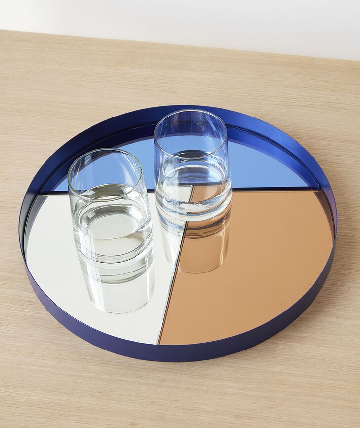 Hübsch Δίσκος, στρογγυλός, μπλε, καθρέφτης