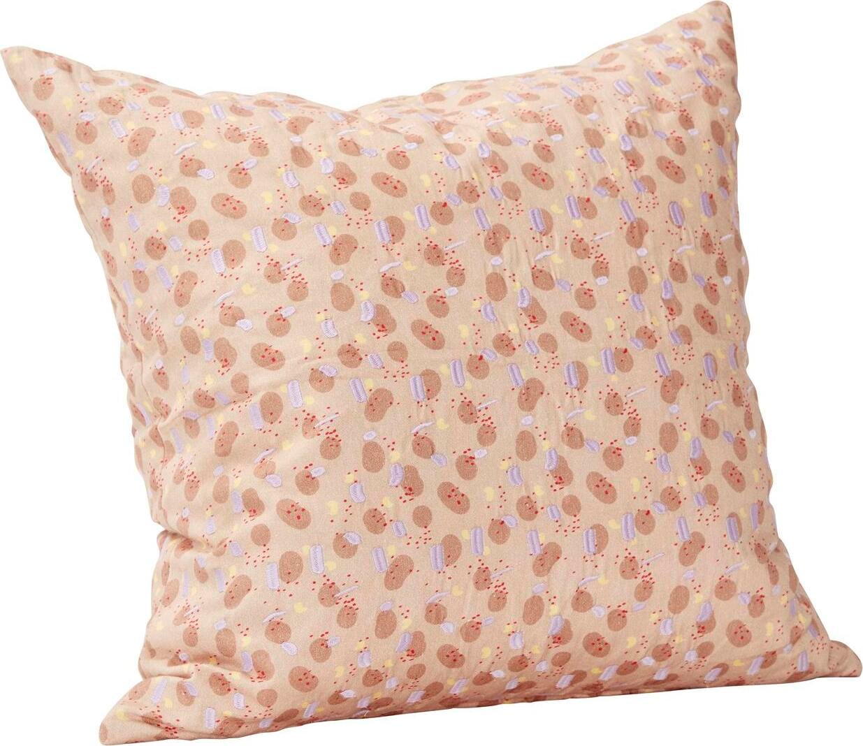 Hübsch Kissen 50 x 50 cm mit bunten Punkten beige