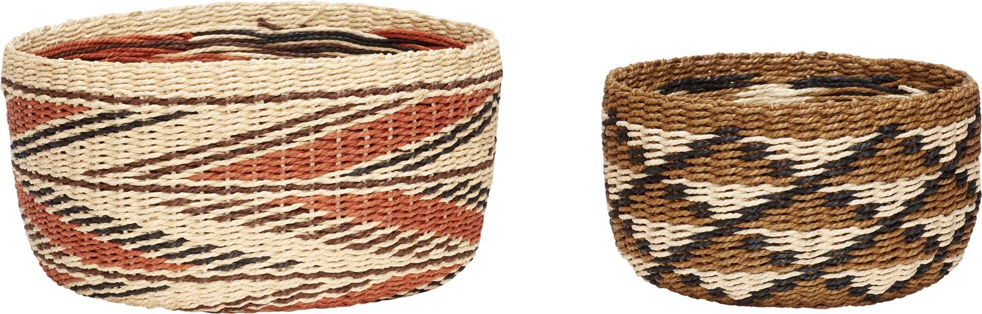 Hübsch Korb rund beige-braun aus Papier 2 St.