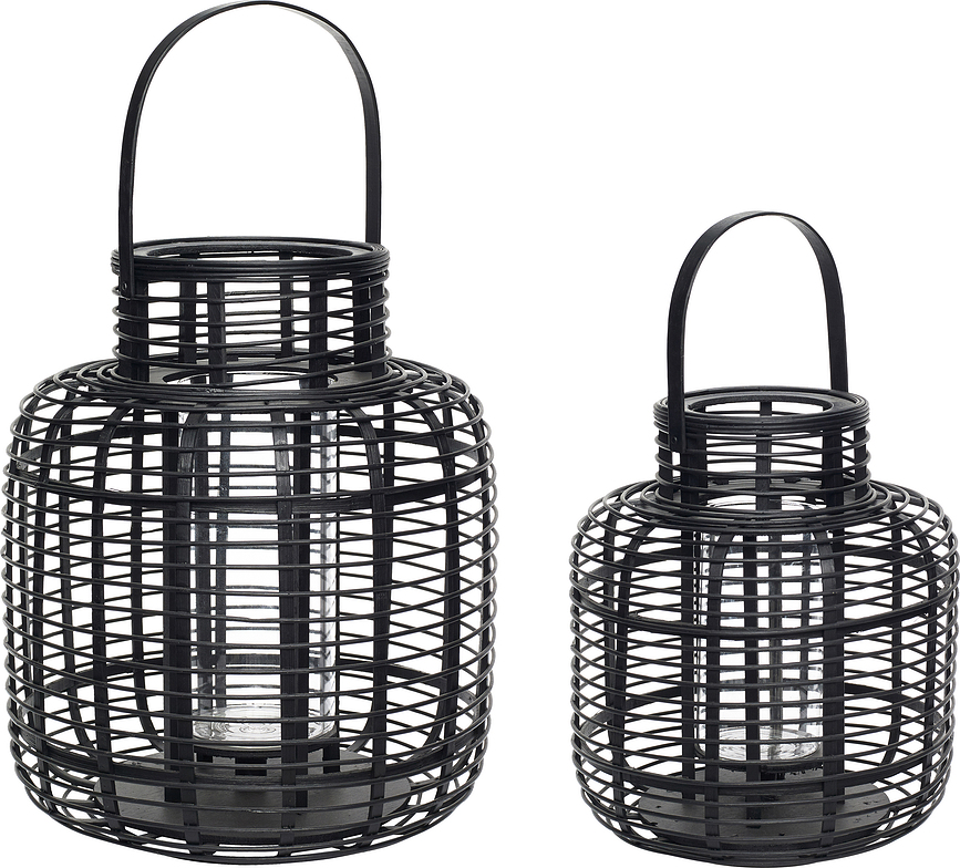 Hübsch Lanterne noire, Lot de 2