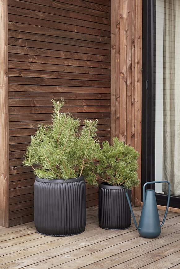 Hübsch Cvetlični lonci, temnozeleni, kovinski, 2 kosa