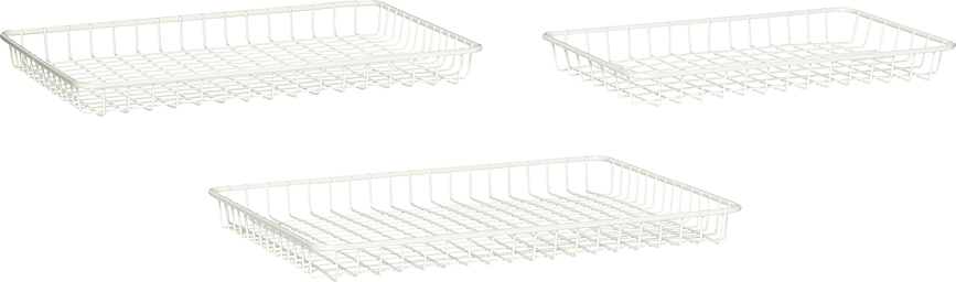 Hübsch Panier plat, en métal blanc, Lot de 3