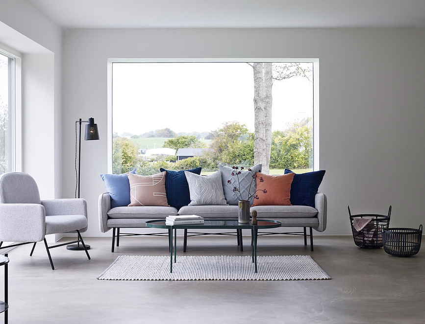 Hübsch Panier rond, en rotin, noir, Lot de 2