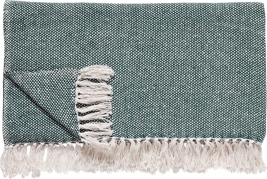 Hübsch Plaid à franges, vert