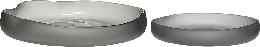 Hübsch Plateau, en verre, gris, Lot de 2