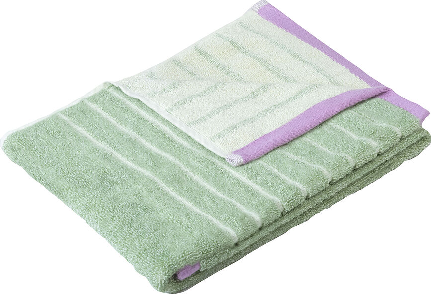 Hübsch Serviette de Bain 70 x 140 cm, verte et rose